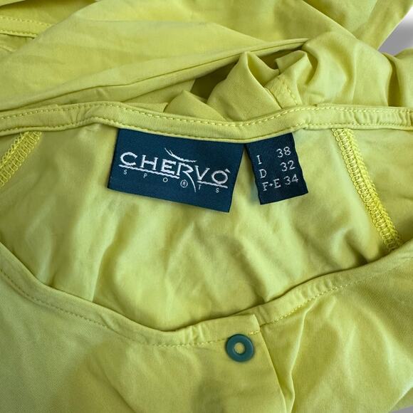 Chervò Sports‎ Neon Yellow Cropped Cardigan XS Y2K Festival Activewear Designer - Picture 2 of 9